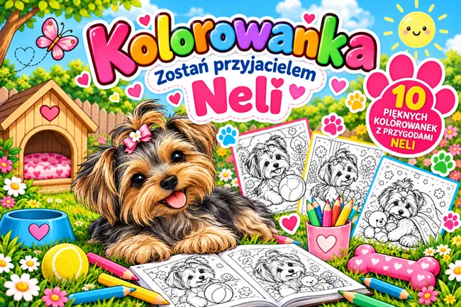 Oryginalna okładka kolorowanki Zostań przyjacielem Neli